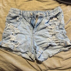 American Eagle Distressed Light Blue Denim Shorts